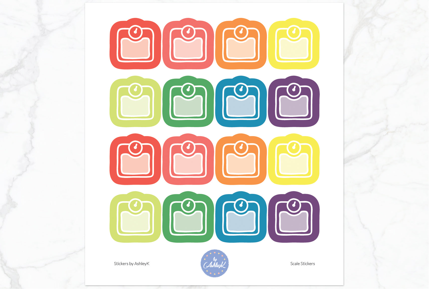 Scale Stickers - Pastel Rainbow