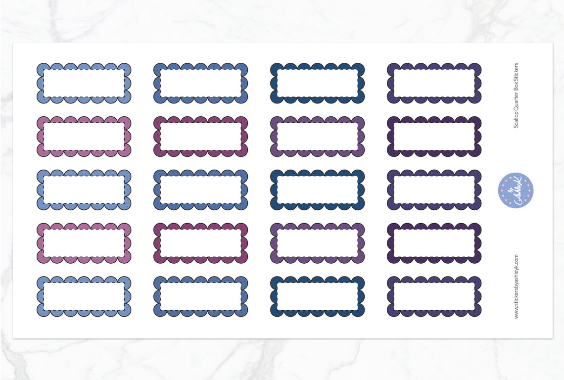 Scallop Quarter Box Stickers - Blueberry