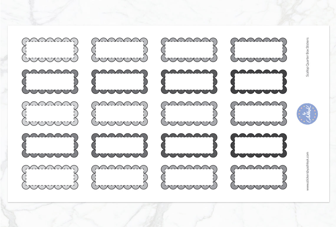 Scallop Quarter Box Stickers - Monochrome