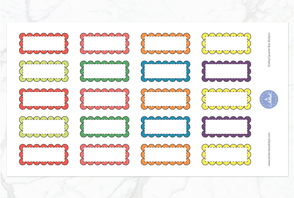 Scallop Quarter Box Stickers - Pastel Rainbow