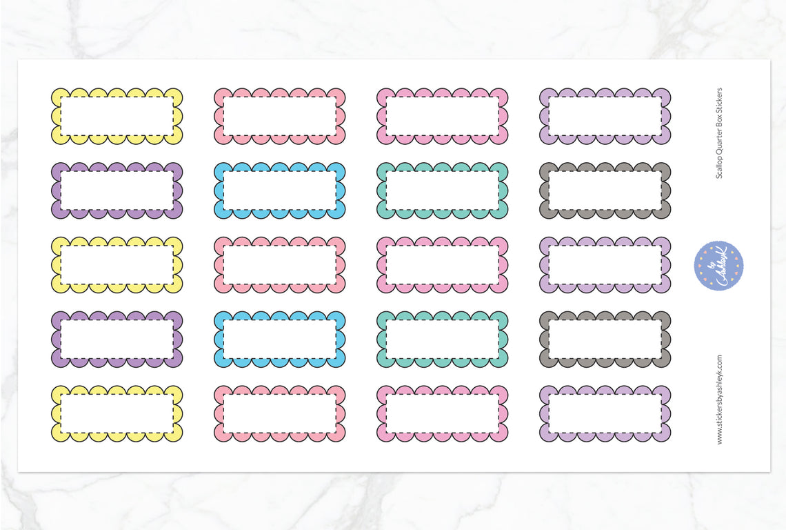Scallop Quarter Box Stickers - Pastel