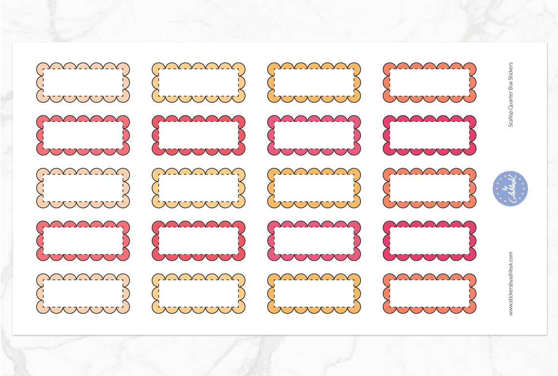 Scallop Quarter Box Stickers - Peach