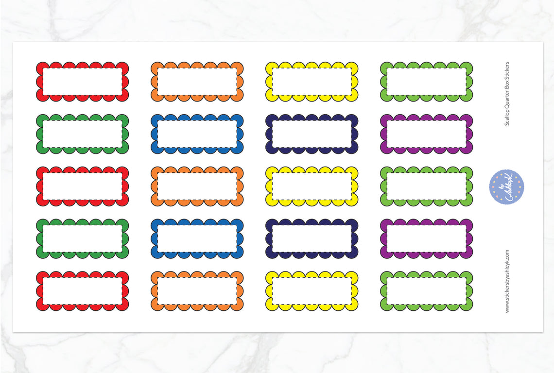 Scallop Quarter Box Stickers - Rainbow