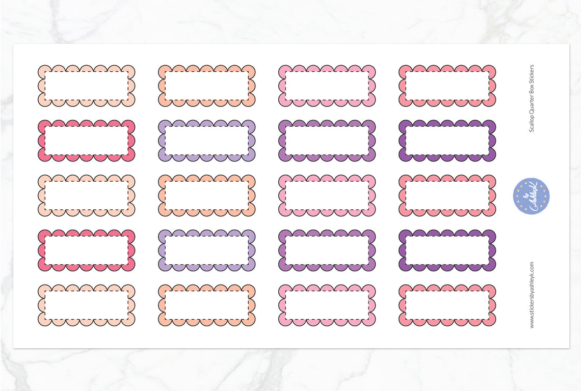 Scallop Quarter Box Stickers - Raspberry