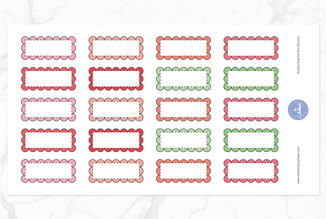 Scallop Quarter Box Stickers - Strawberry