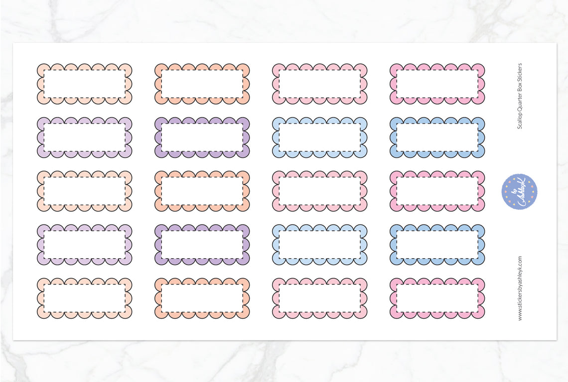 Scallop Quarter Box Stickers - Pastel Sunset