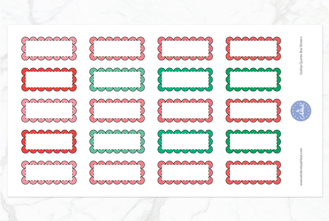 Scallop Quarter Box Stickers - Watermelon