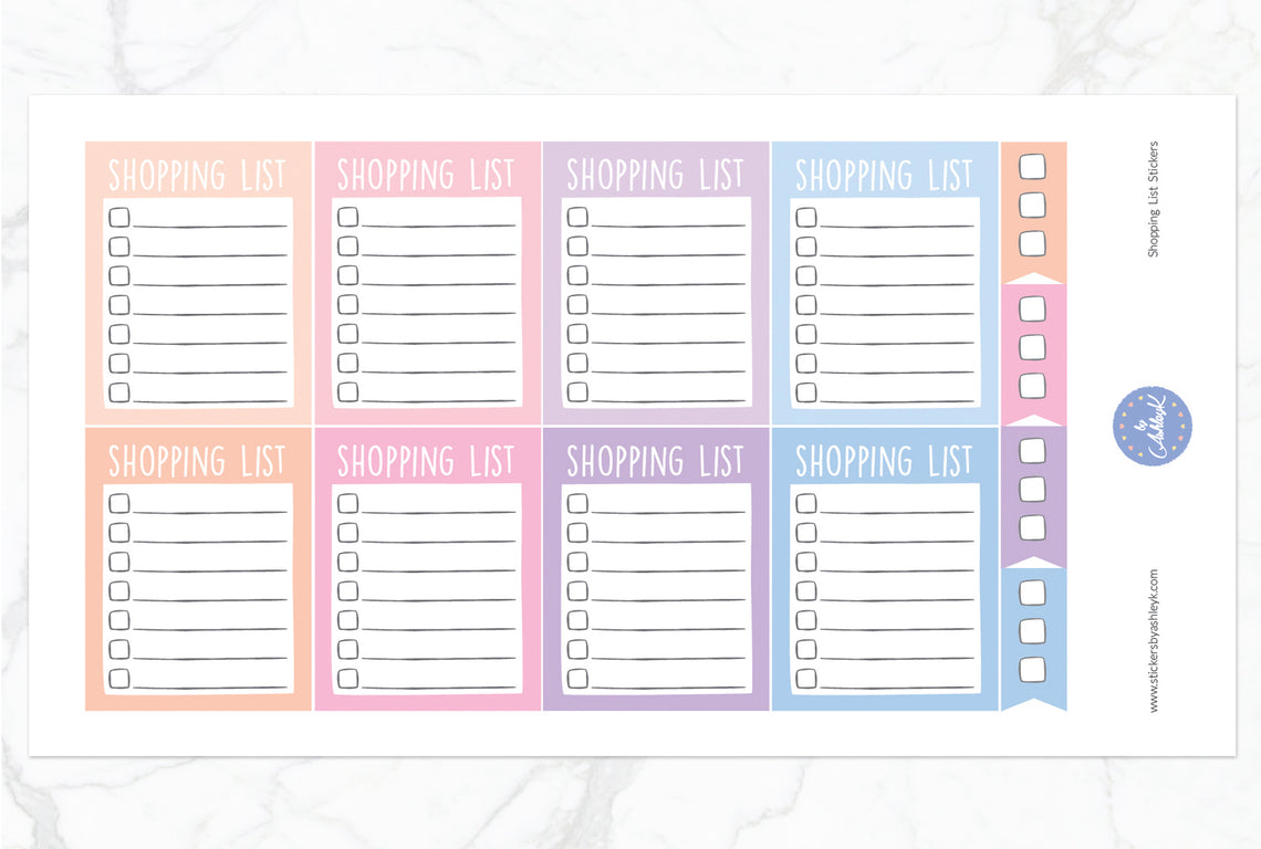 Shopping List Stickers - Pastel Sunset