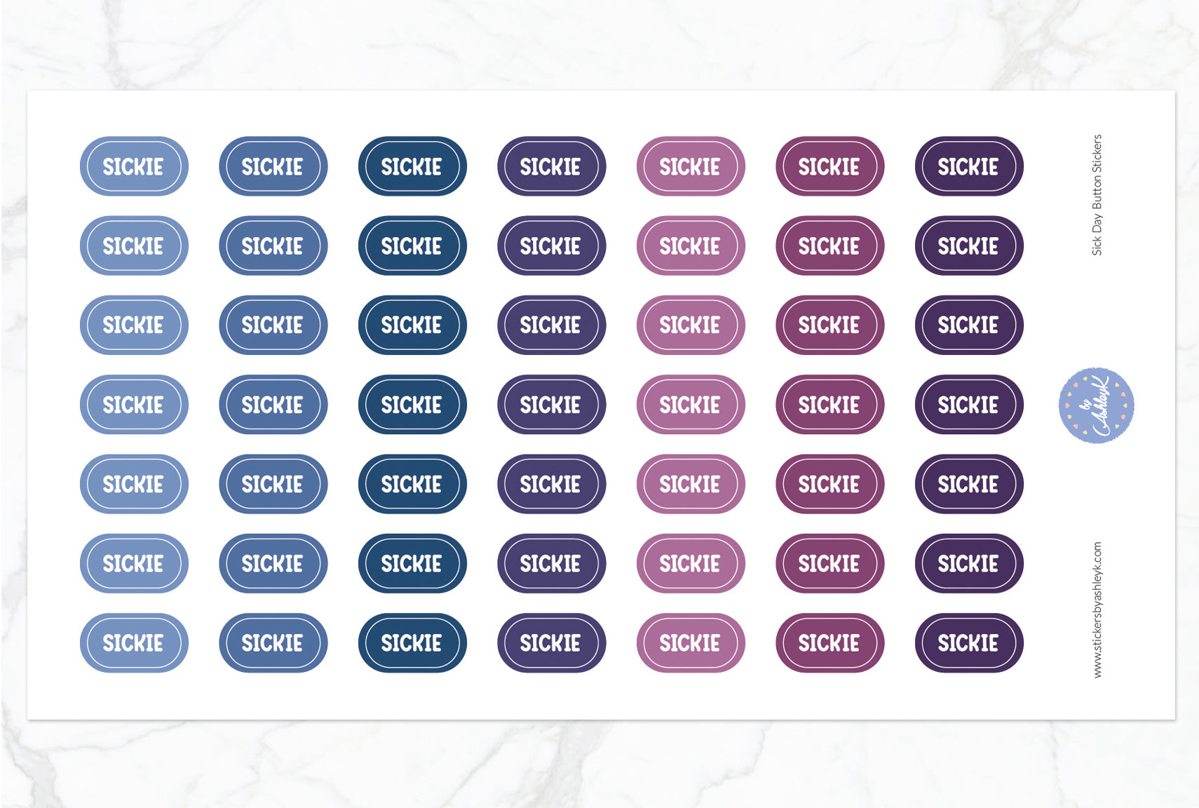 Sick Day Button Stickers - Blueberry