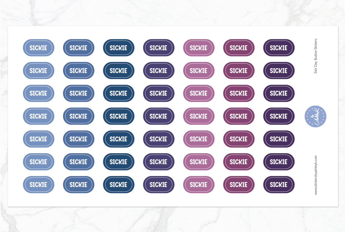 Sick Day Button Stickers - Blueberry