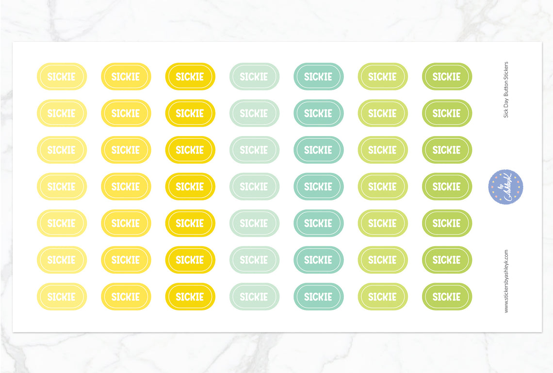 Sick Day Button Stickers - Lemon&Lime
