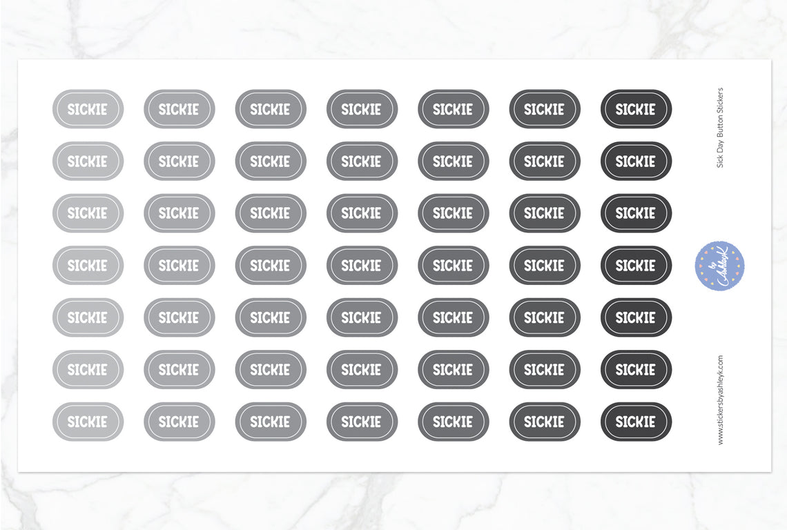 Sick Day Button Stickers - Monochrome