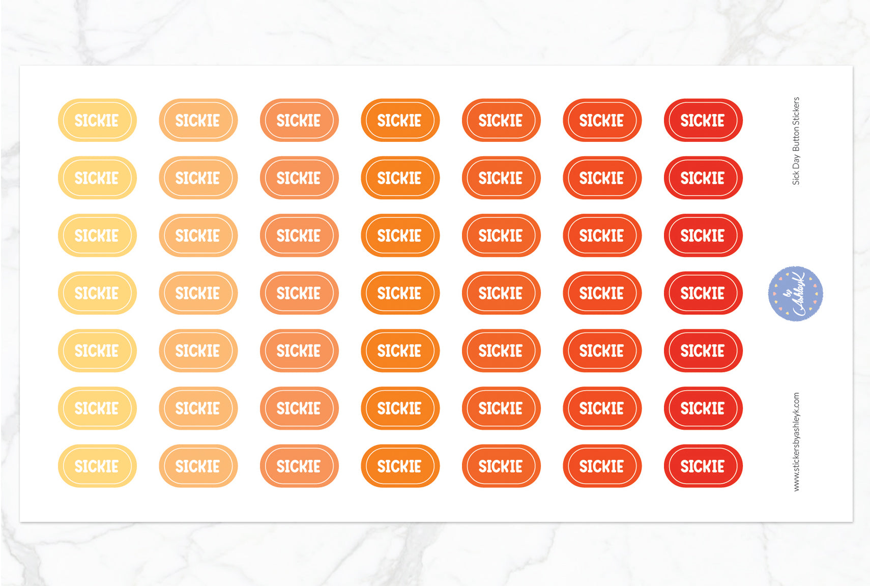 Sick Day Button Stickers - Orange