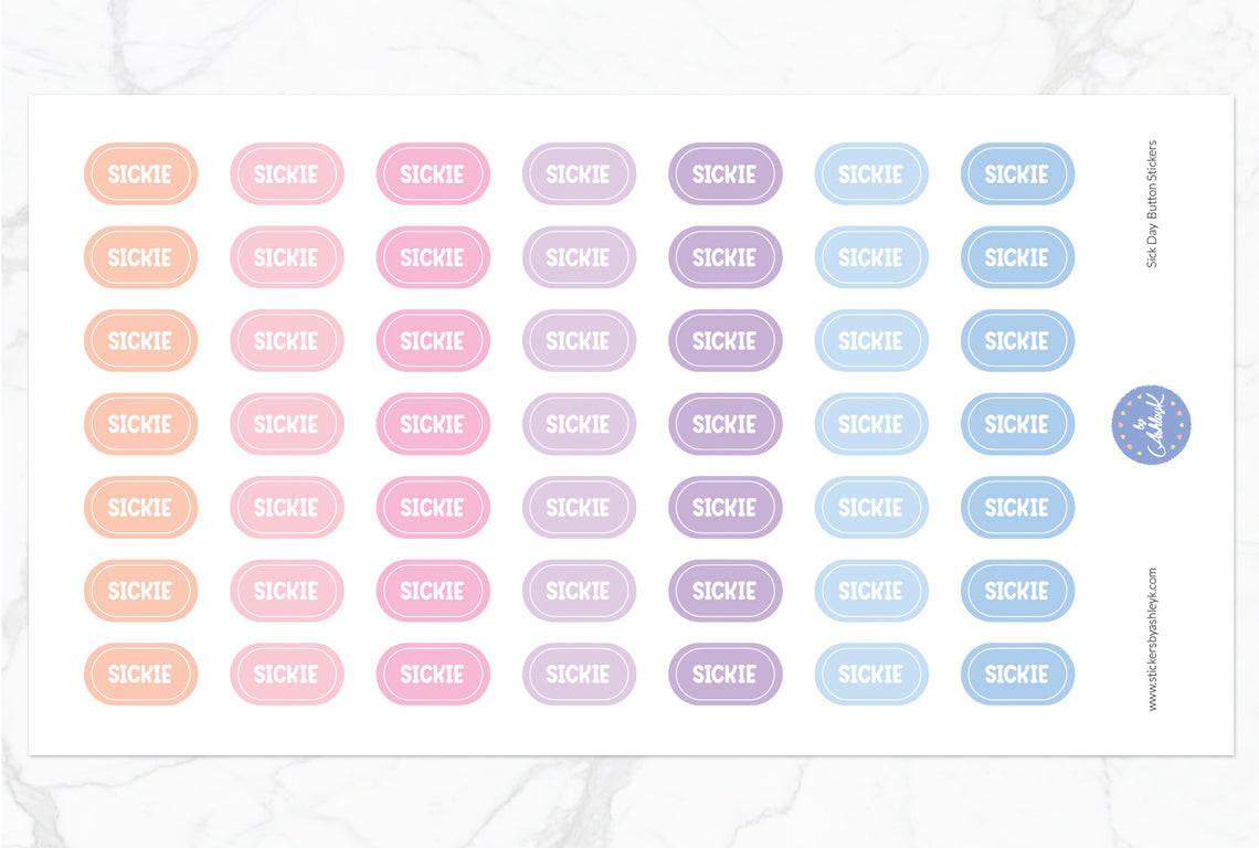 Sick Day Button Stickers - Pastel Sunset