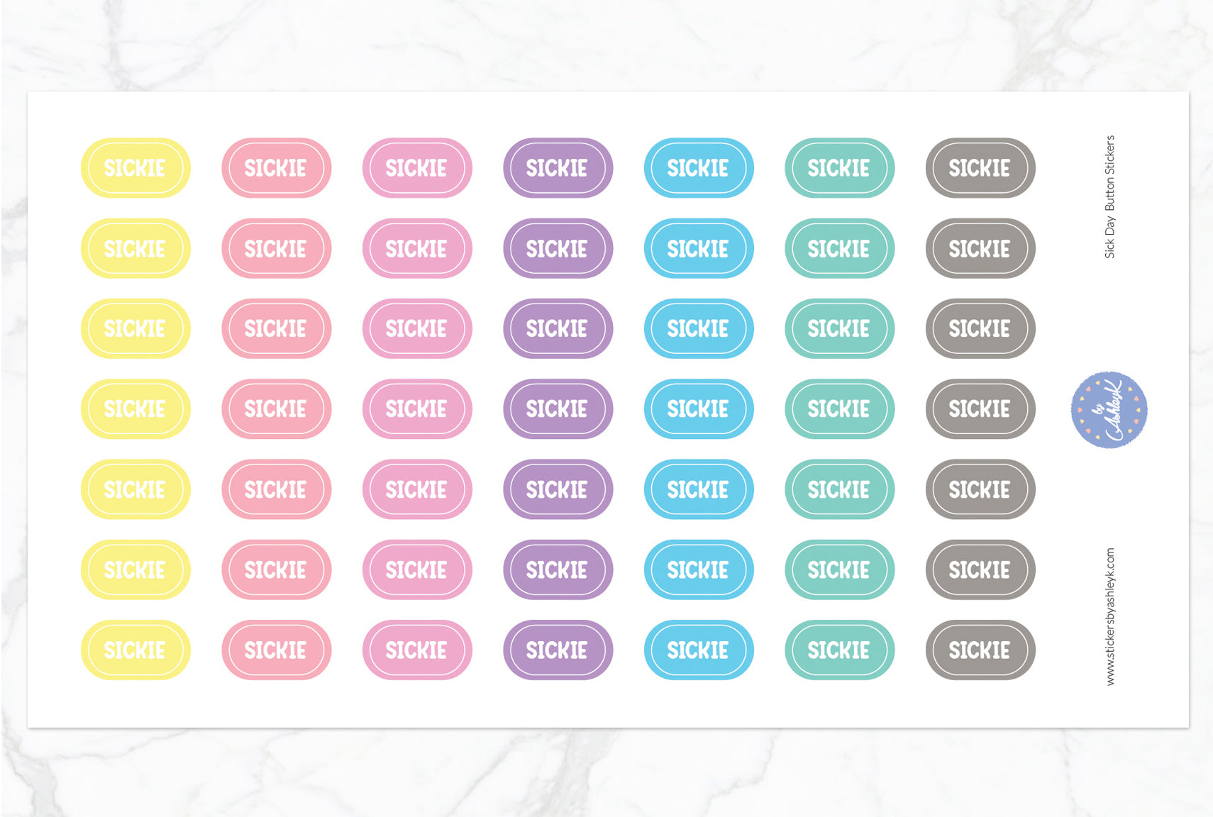 Sick Day Button Stickers - Pastel