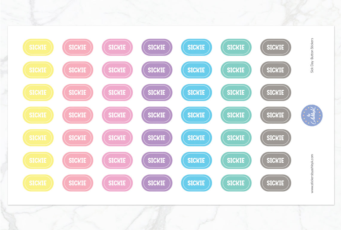 Sick Day Button Stickers - Pastel