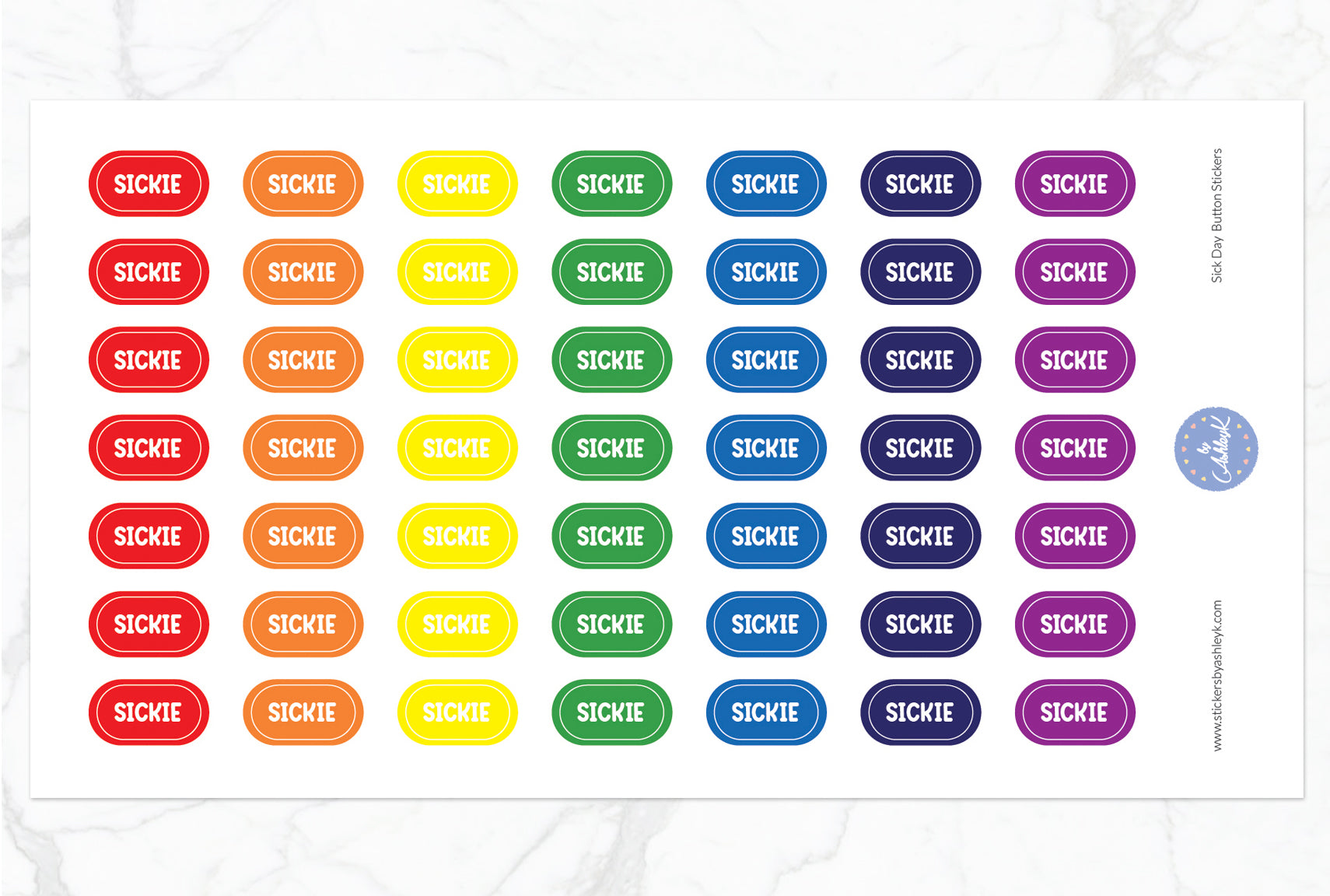 Sick Day Button Stickers - Rainbow