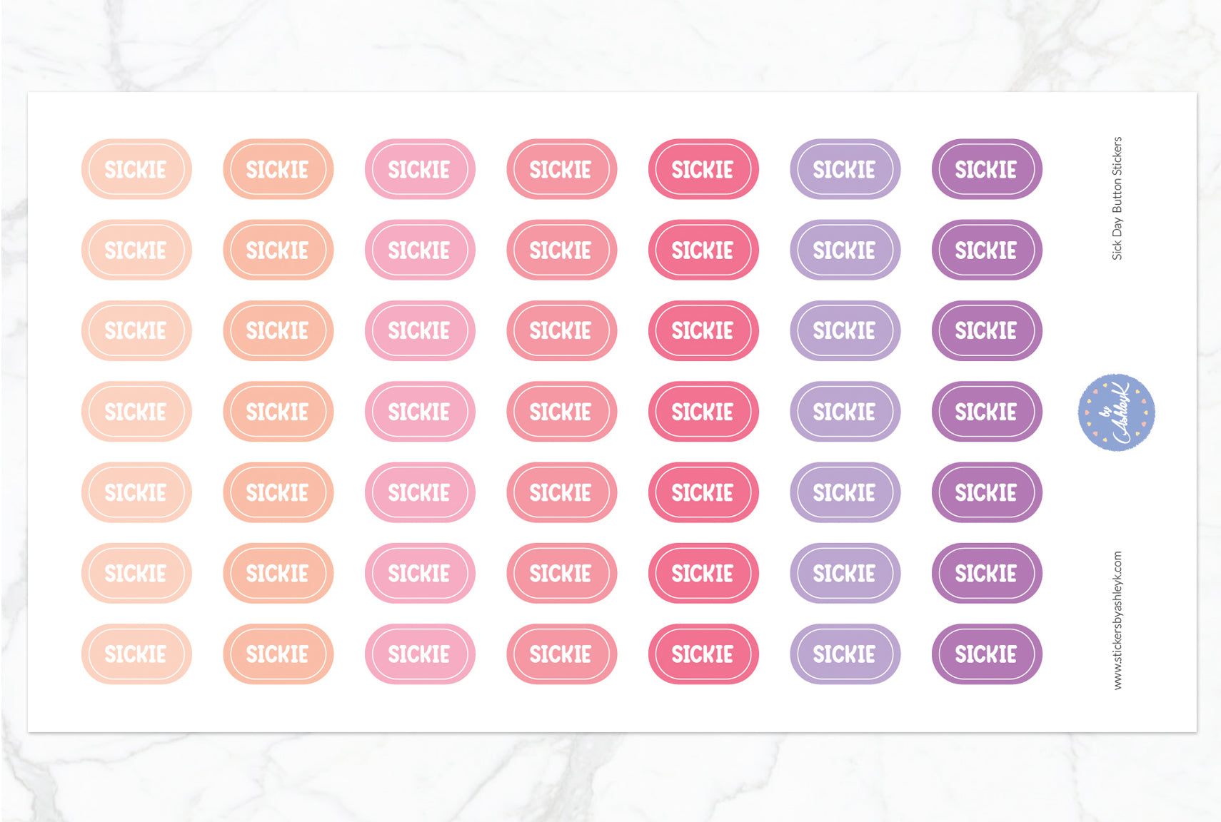 Sick Day Button Stickers - Raspberry