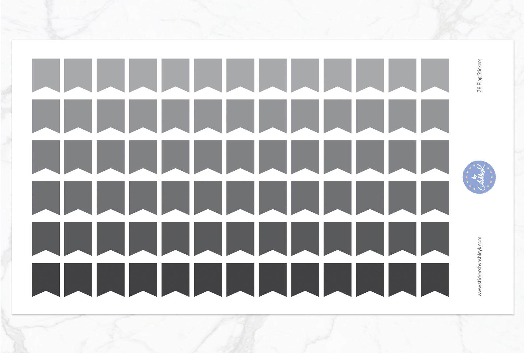 78 Small Flag Stickers - Monochrome