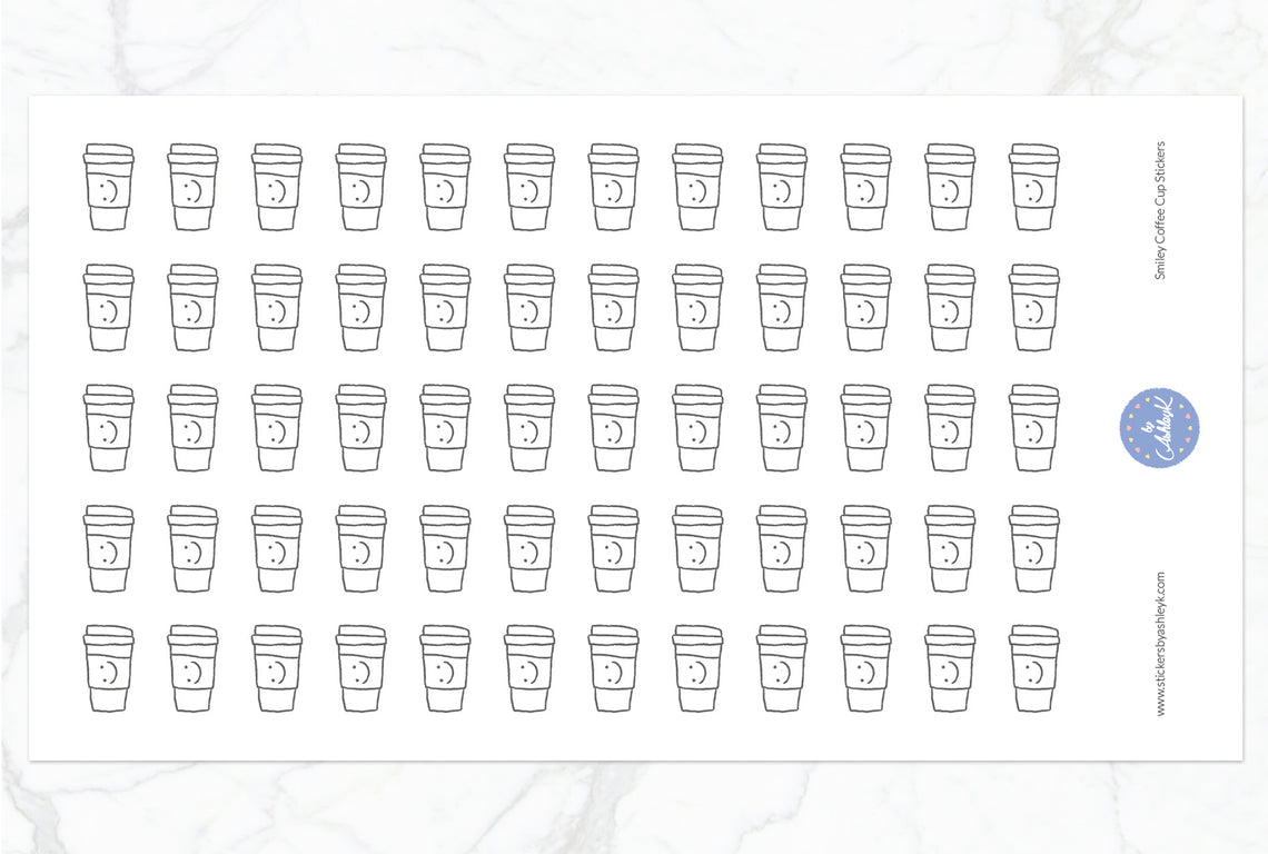 Smiley Coffee Cup Stickers - Basic