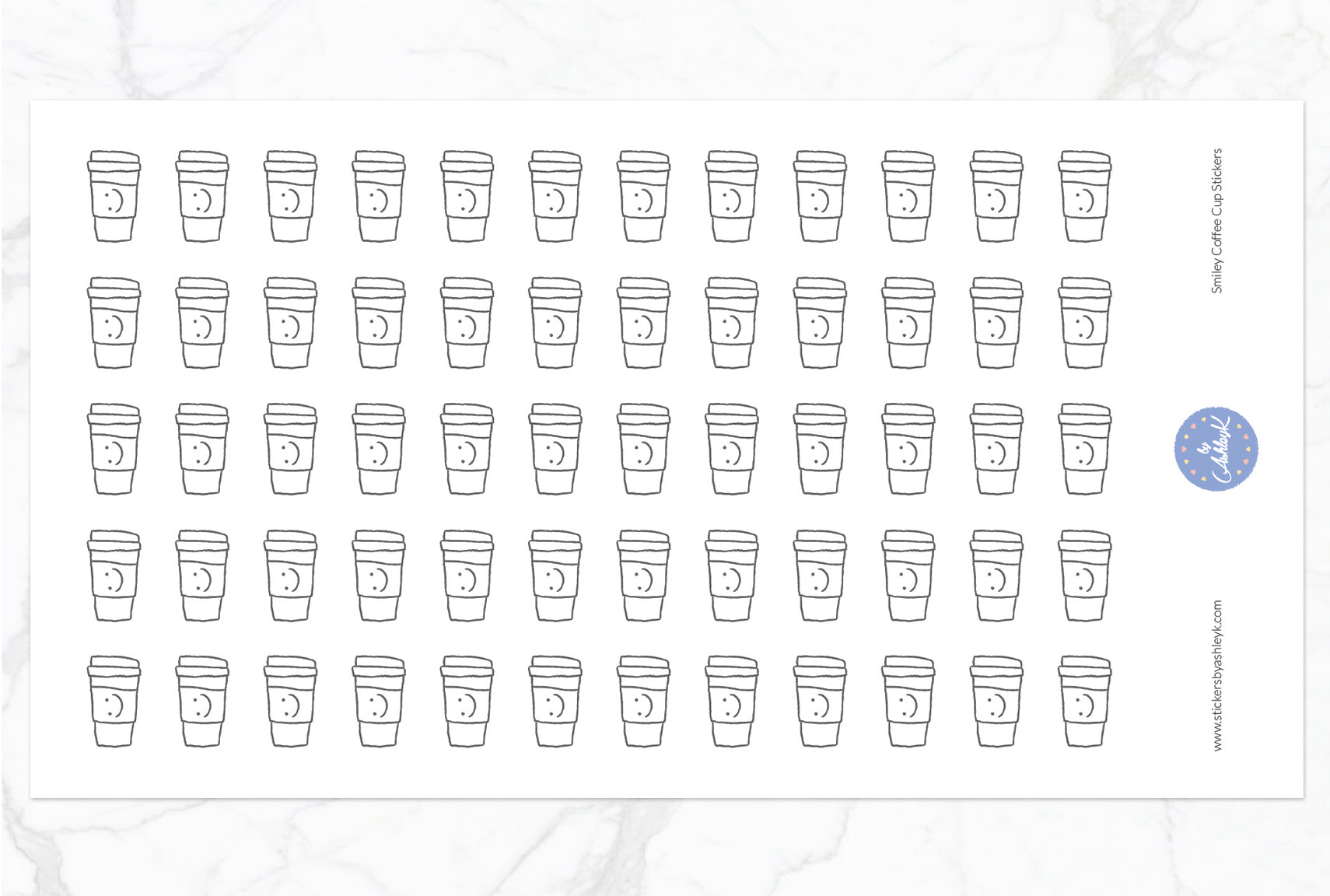 Smiley Coffee Cup Stickers - Basic