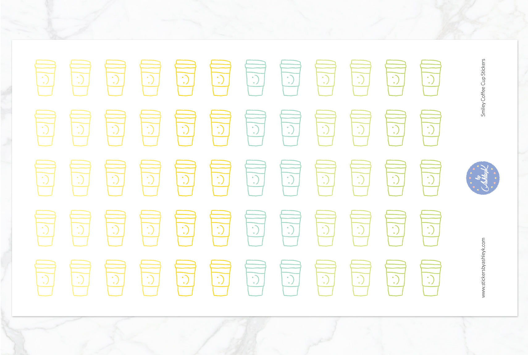 Smiley Coffee Cup Stickers - Lemon&Lime