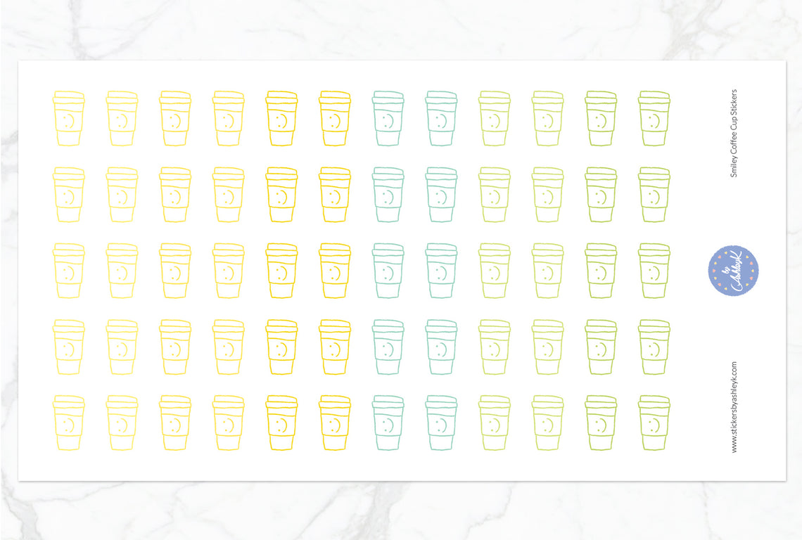 Smiley Coffee Cup Stickers - Lemon&Lime