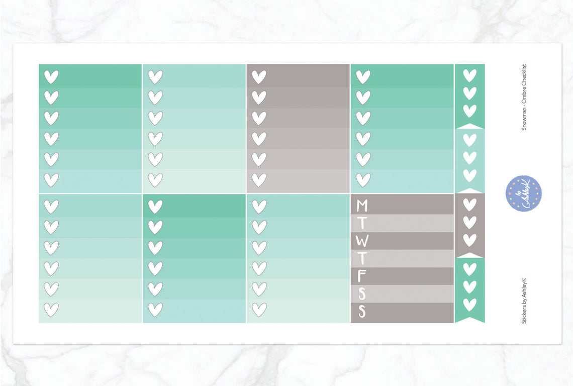 Snowman - Ombre Checklist Sheet