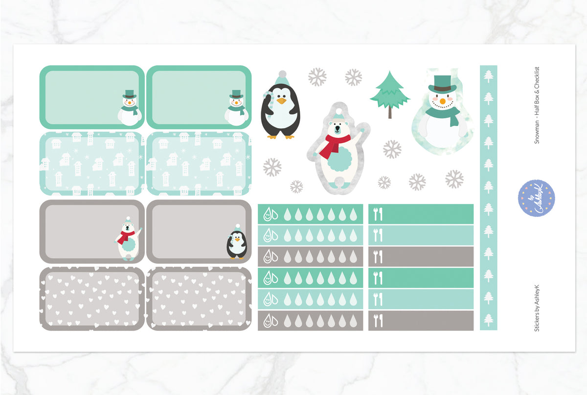Snowman Weekly Kit - Erin Condren Planner Stickers – Stickers by AshleyK