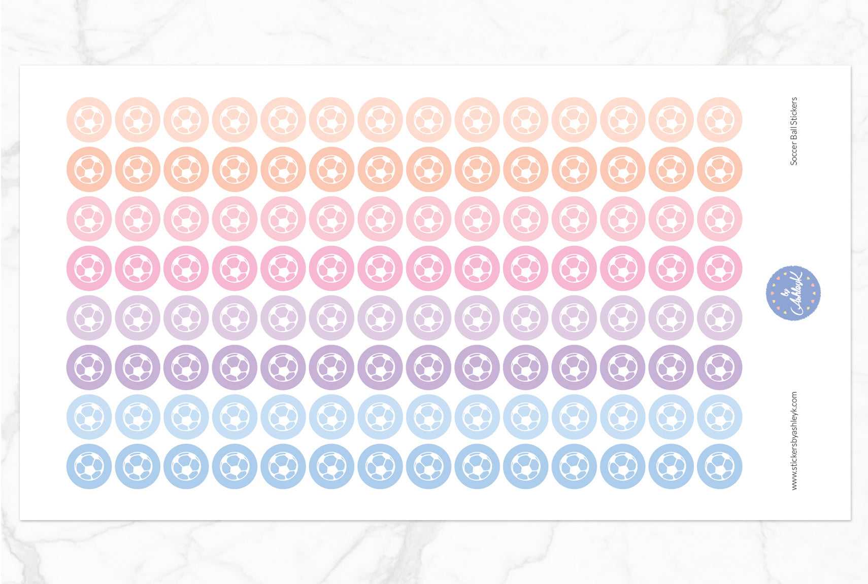Soccer Ball Icon Round Stickers - Pastel Sunset
