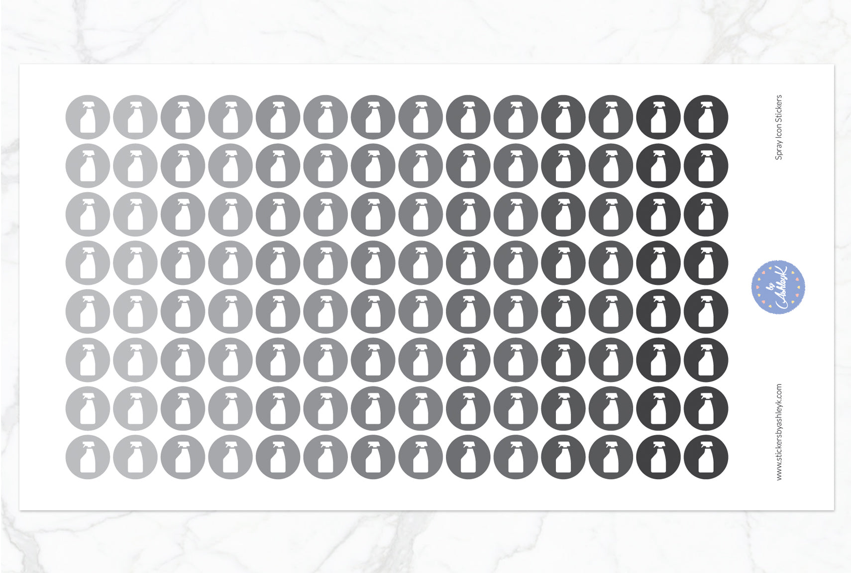 Spray Icon Round Stickers - Monochrome