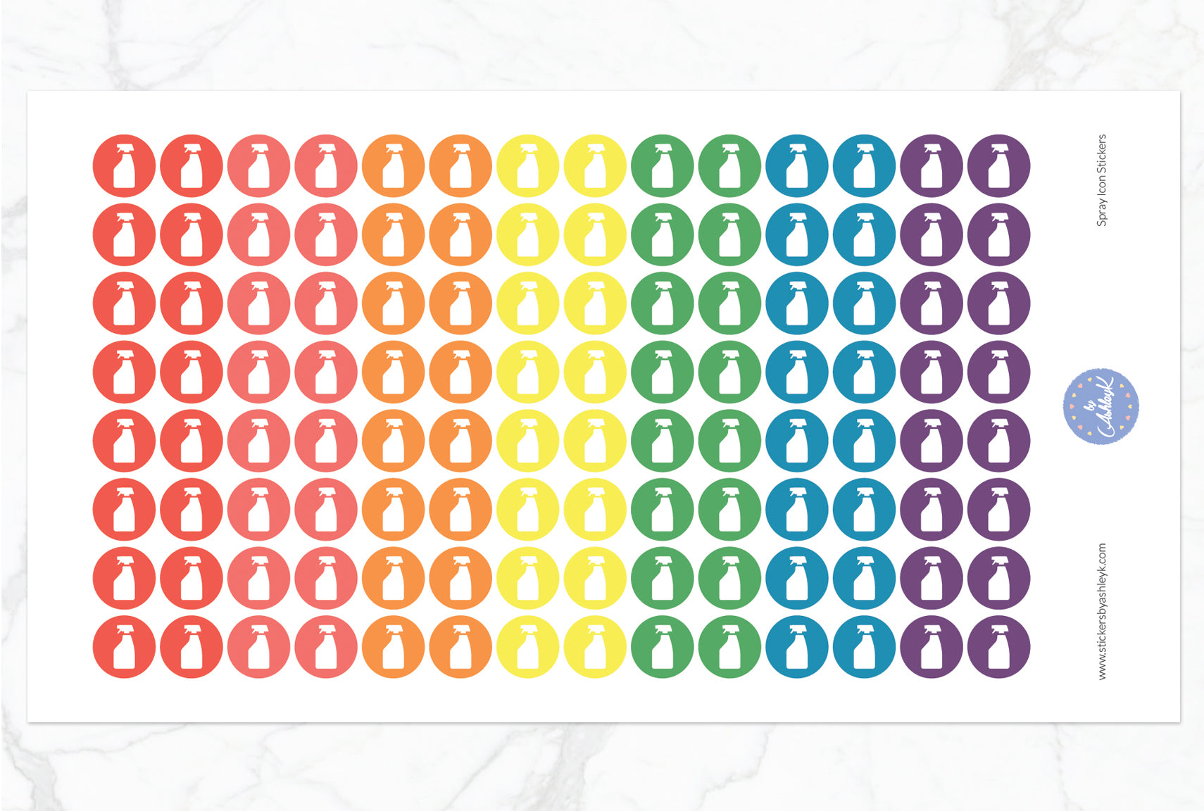 Spray Icon Round Stickers - Pastel Rainbow