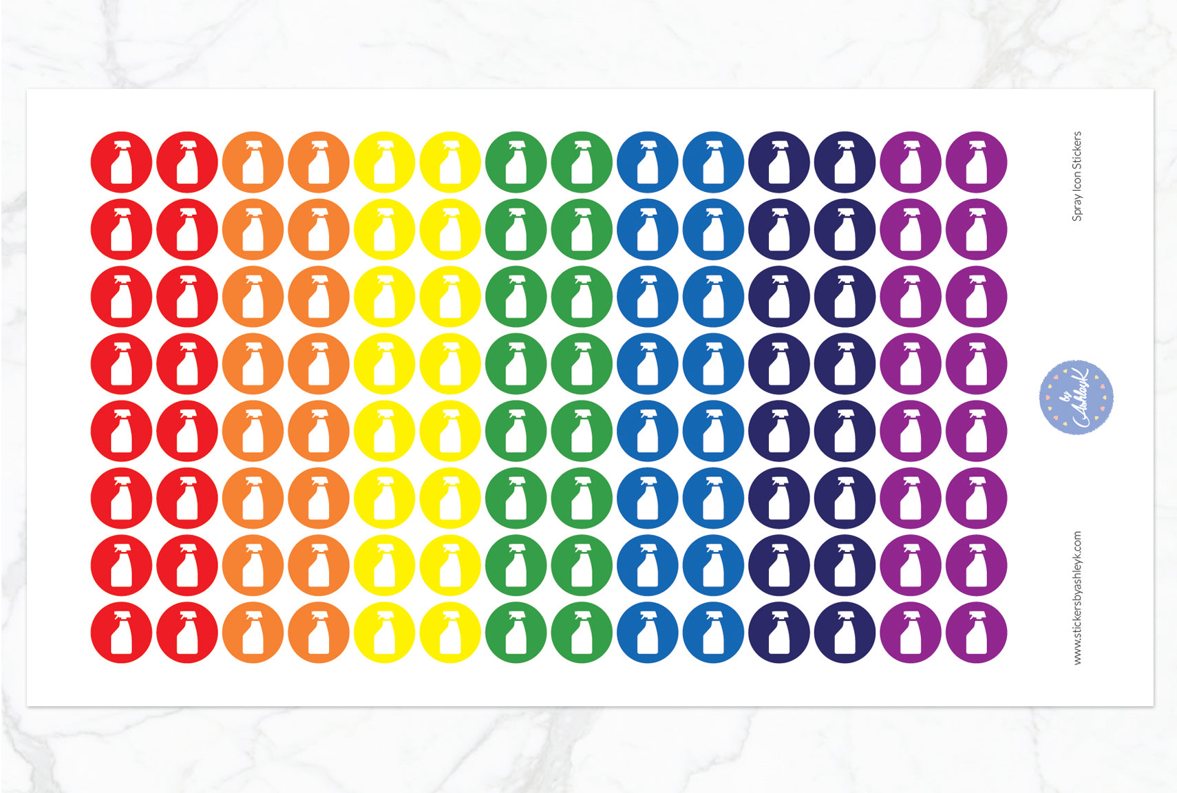 Spray Icon Round Stickers - Rainbow