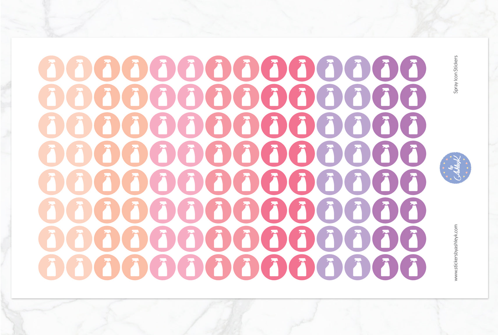 Spray Icon Round Stickers - Raspberry