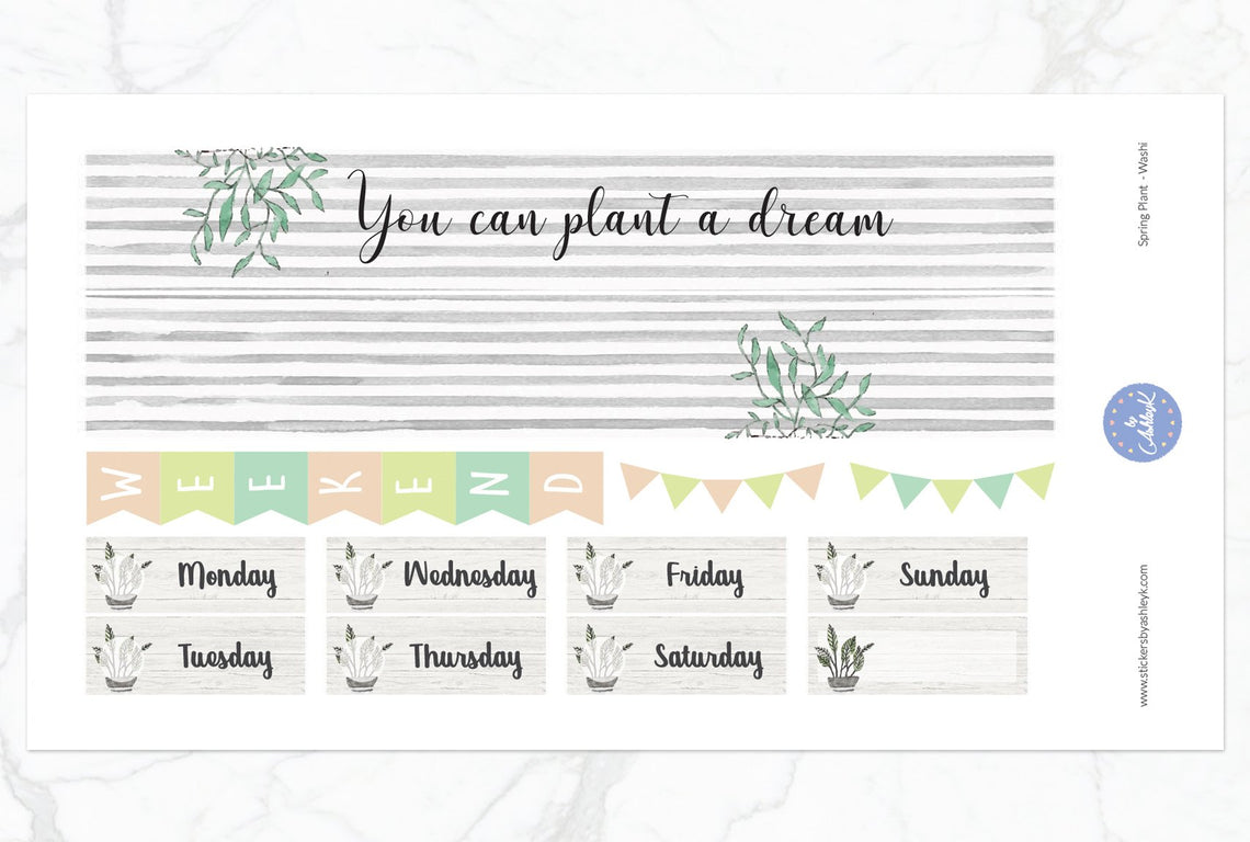 Spring Plant Weekly Kit  - Washi Sheet