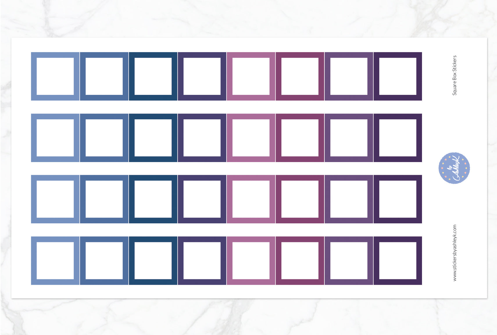Square Box Stickers - Blueberry