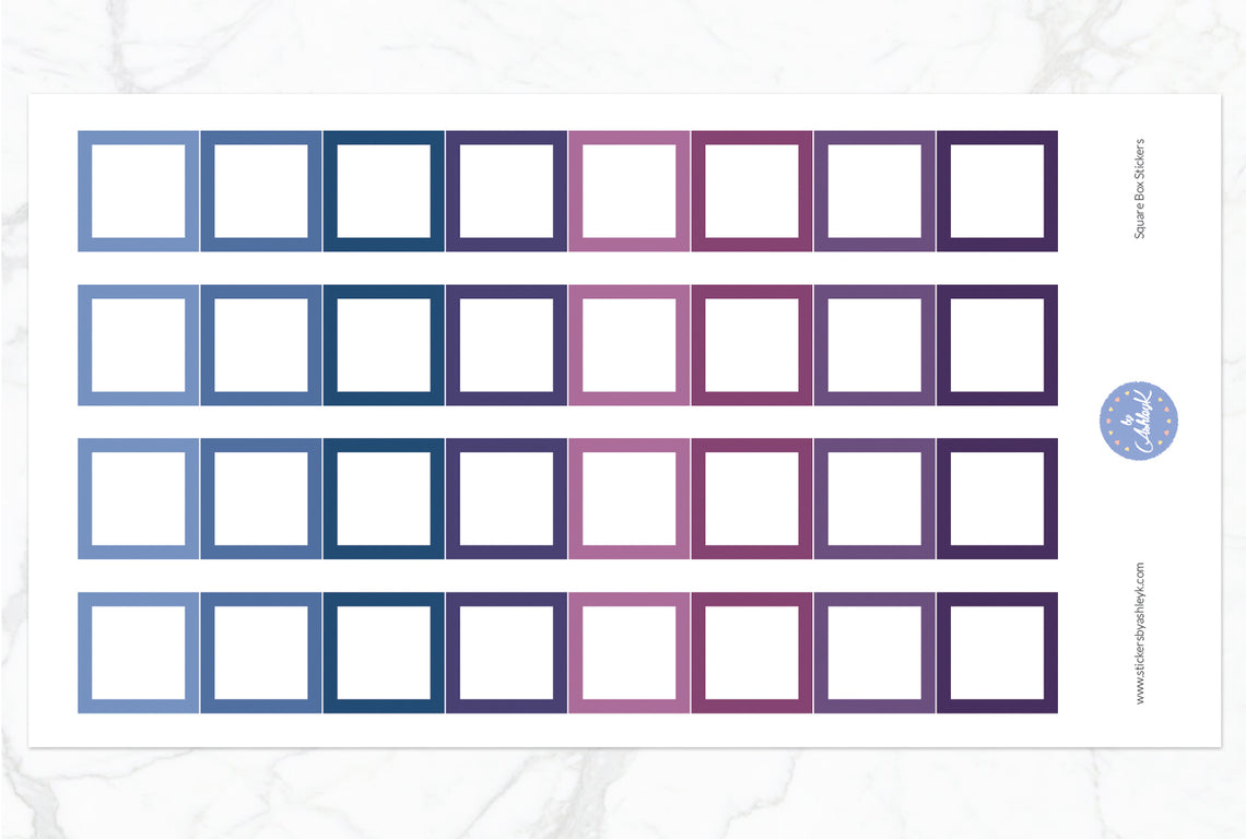 Square Box Stickers - Blueberry