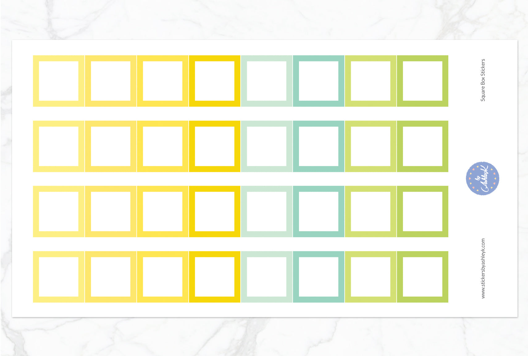 Square Box Stickers - Lemon&Lime