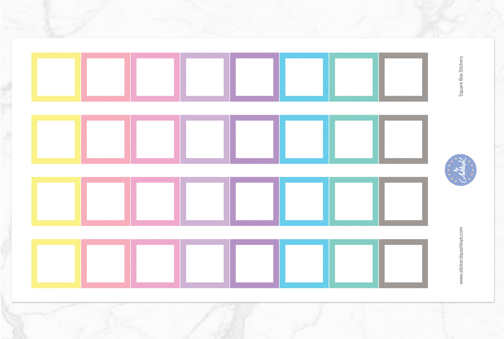 Square Box Stickers - Pastel