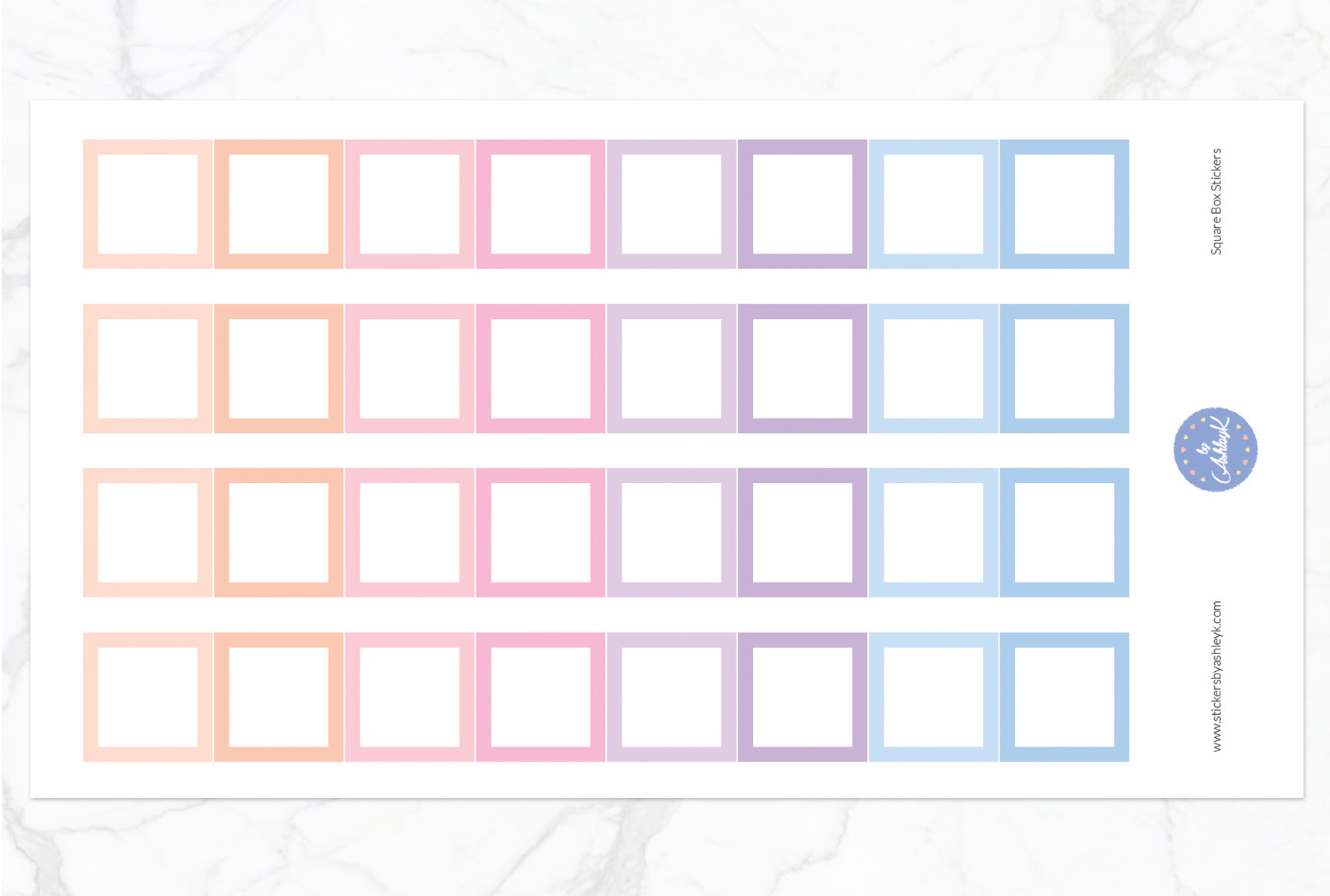 Square Box Stickers - Pastel Sunset