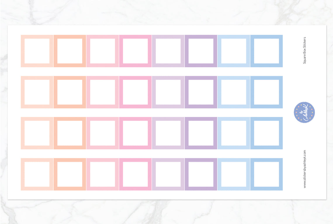 Square Box Stickers - Pastel Sunset