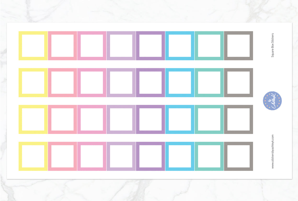 Square Box Stickers - Pastel