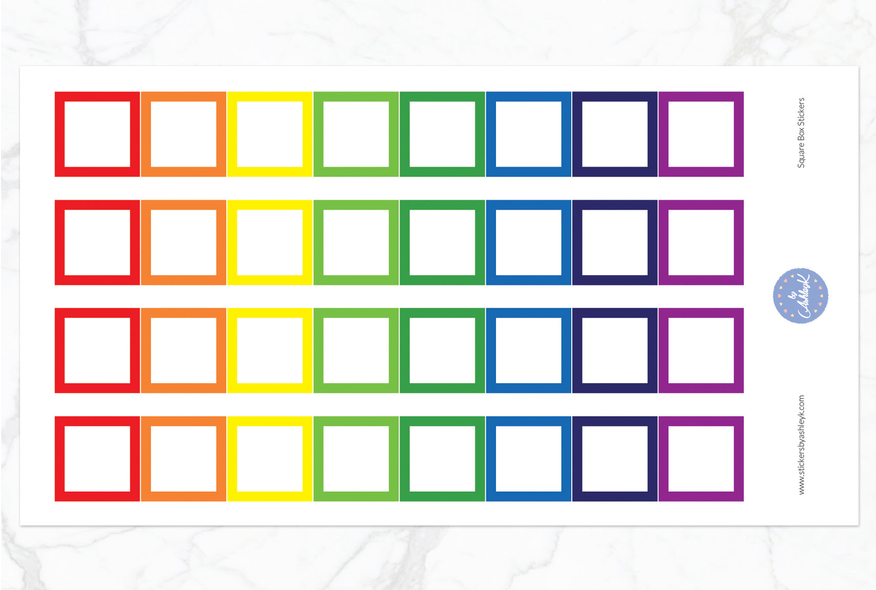 Square Box Stickers - Rainbow