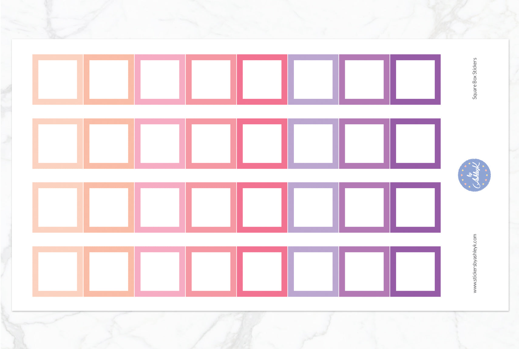 Square Box Stickers - Raspberry