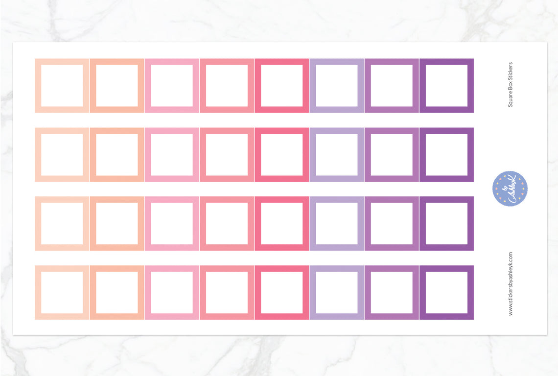 Square Box Stickers - Raspberry