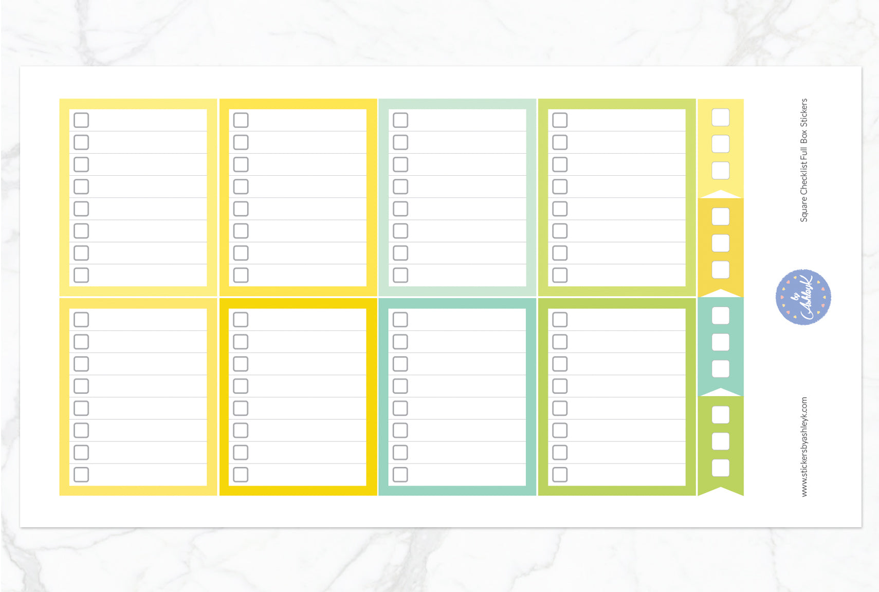 Square Checklist Full Box Stickers - Lemon&Lime