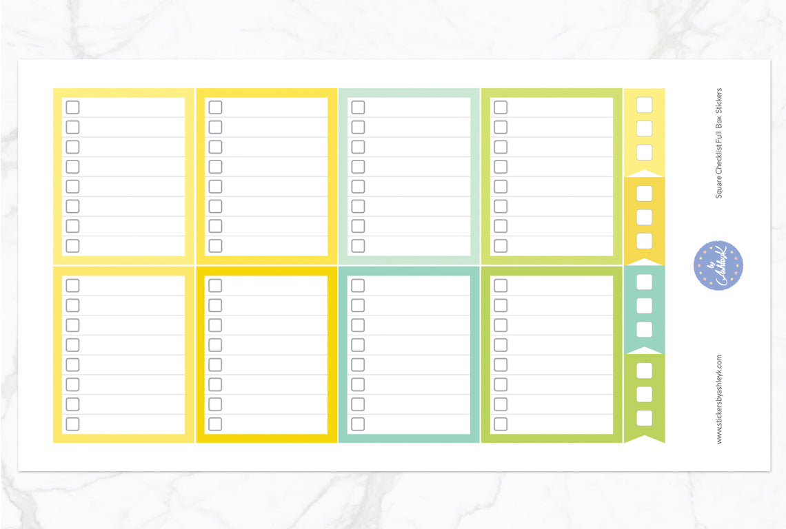 Square Checklist Full Box Stickers - Lemon&Lime