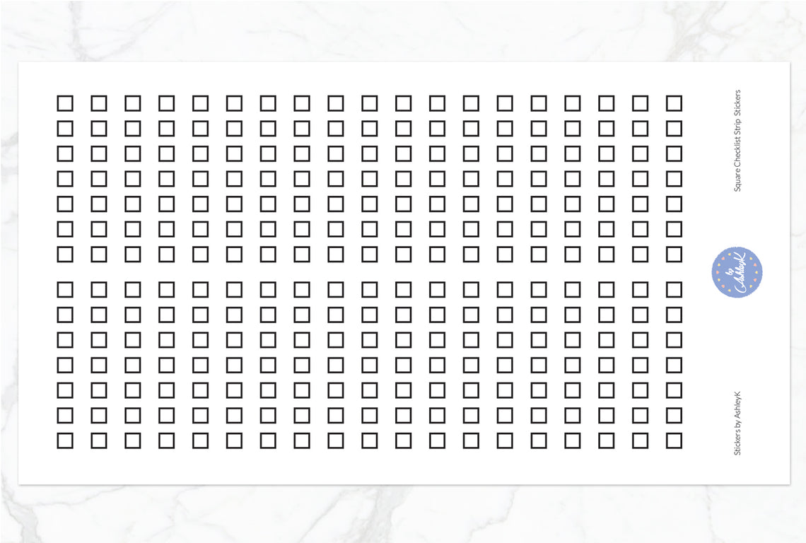 Square Checklist Strip Stickers - Black