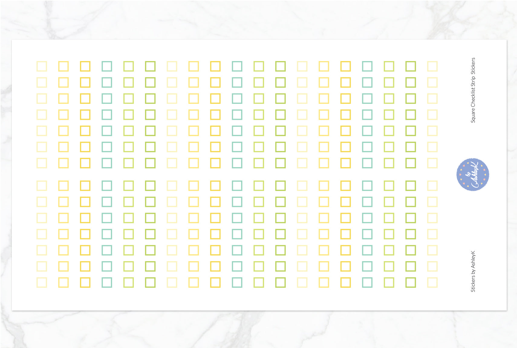 Square Checklist Strip Stickers - Lemon&Lime