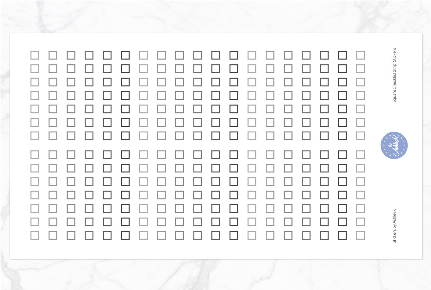 Square Checklist Strip Stickers - Monochrome